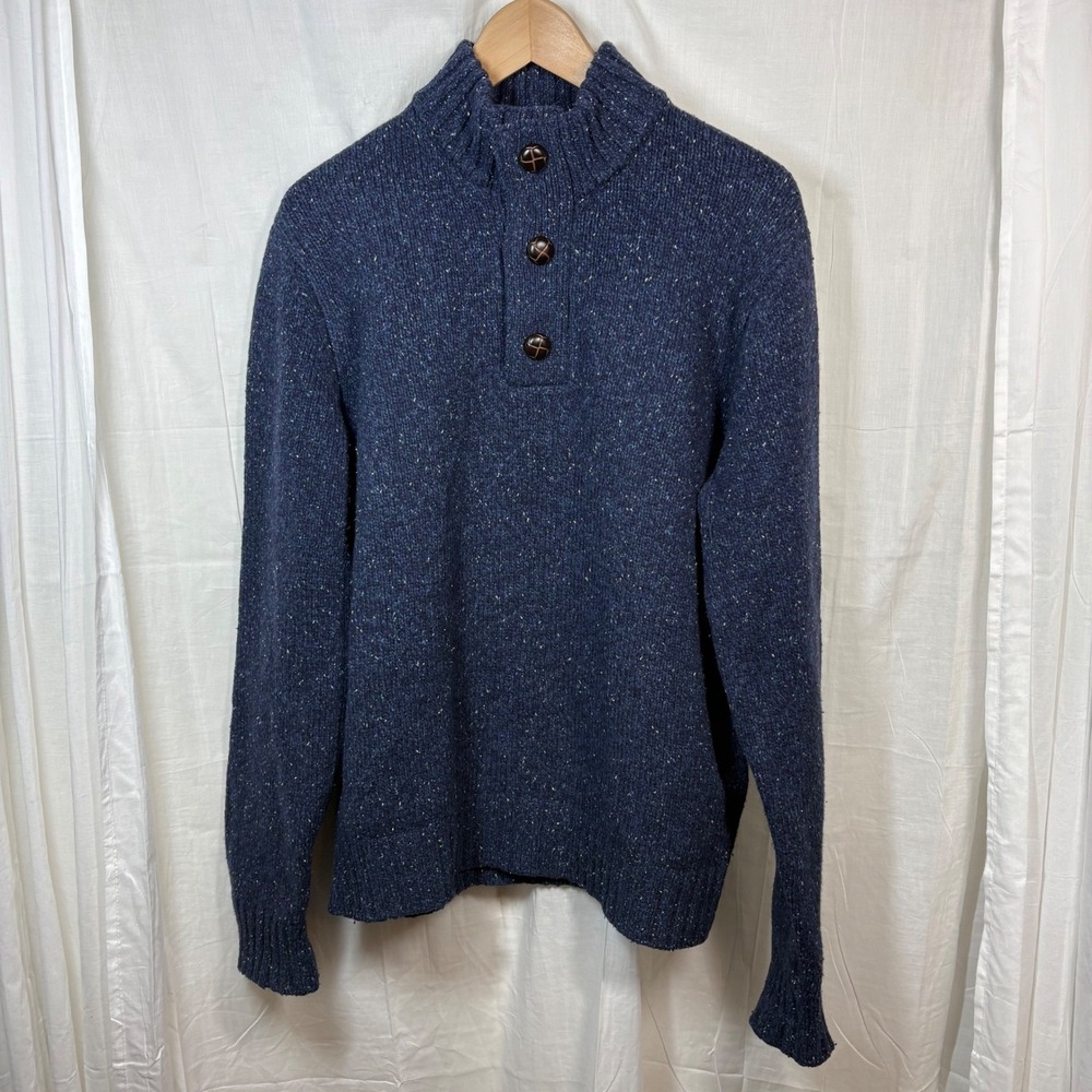 UNTUCKit Wool Blend Vangone Navy Henley‎ Sweater Size L